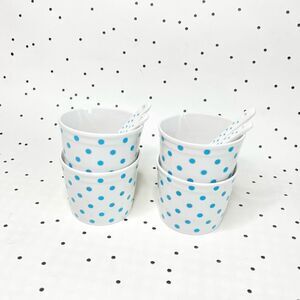 🍦 CROFTON 🍦ICE CREAM dessert bowls ceramic white polka dots 8 piece set #2